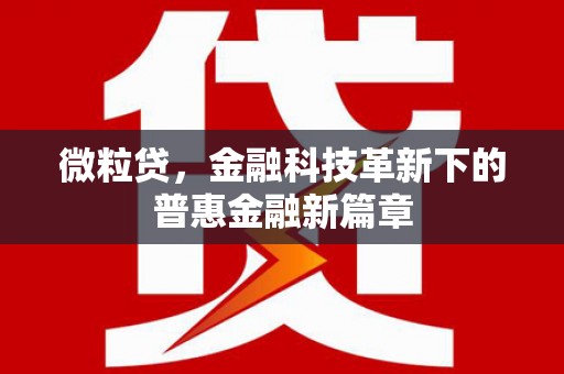 通山微粒贷，金融科技革新下的普惠金融新篇章