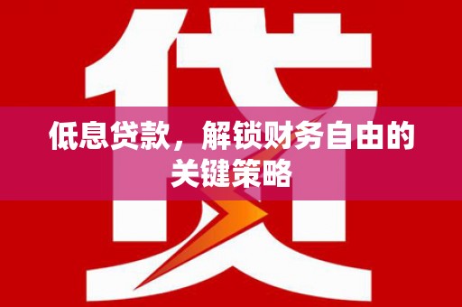 通山低息贷款，解锁财务自由的关键策略