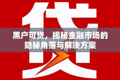 通山黑户可贷，揭秘金融市场的隐秘角落与解决方案