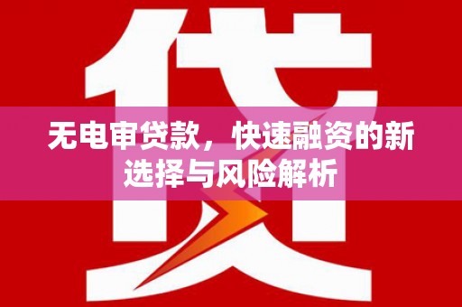 通山无电审贷款，快速融资的新选择与风险解析