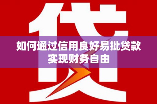 通山如何通过信用良好易批贷款实现财务自由