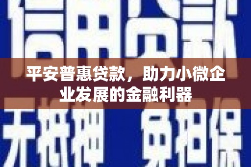 通山平安普惠贷款，助力小微企业发展的金融利器